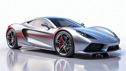 Sleek Silver Sports Car on Reflective Surface
