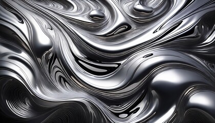 Striking Metal Chrome Liquid Background with Abstract Textured Melted Silver on a Dark Backdrop Showcasing Modern Artistic Abstraction and Industrial Aesthetics