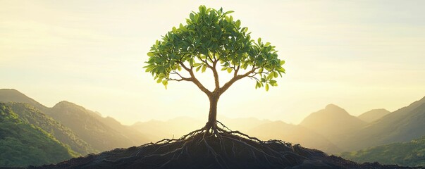 Symbolic tree with broken branches, new leaves thriving, showcasing resilience and rebirth through nature's trials and tribulations.