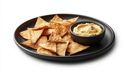 Crispy Tortilla Chips Served with Creamy Hummus Dip