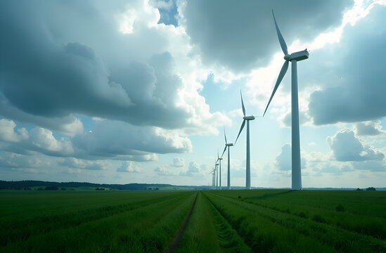 wind turbines in the field - Powered by Adobe