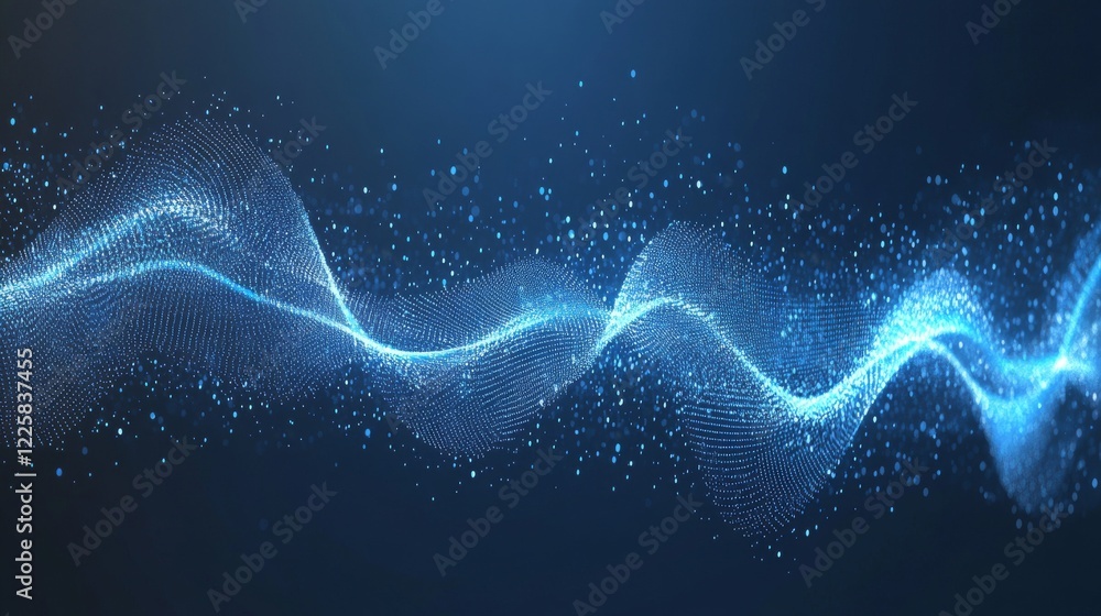 Poster abstract connected dots and lines on blue background. communication and technology network concept w