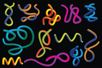 Fototapeta premium Abstract Colorful Wave Patterns with Squiggle Ribbon Designs for Creative Graphics