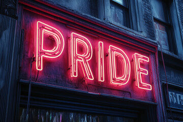 Fototapeta premium Pride neon sign on a building