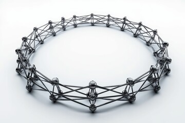 Shiny metal circular structure with connecting beams.