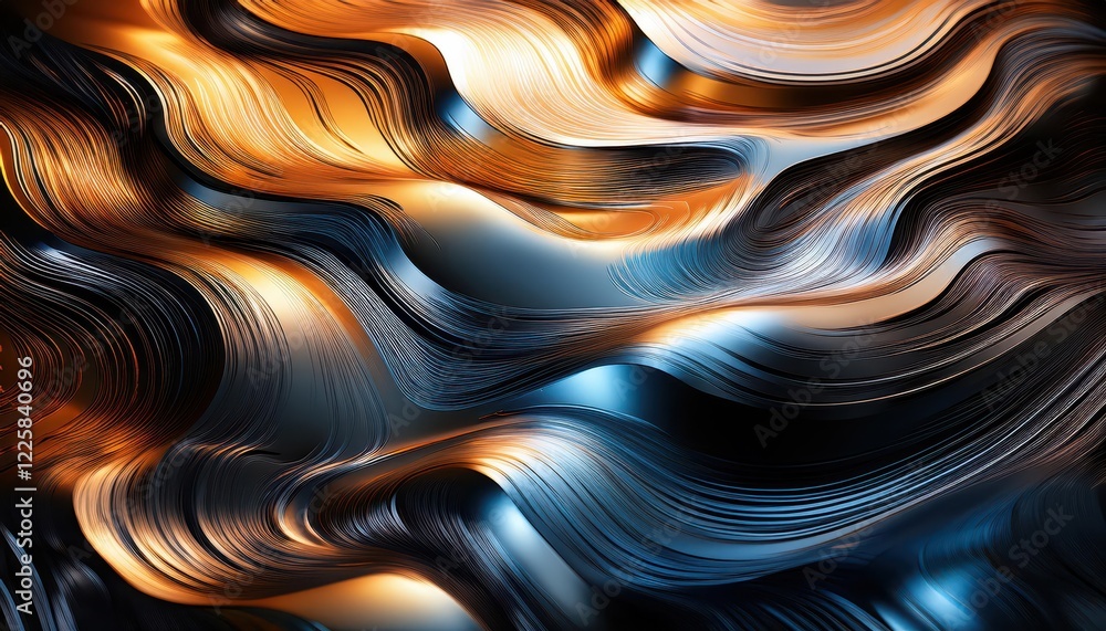 Poster striking metallic textures with abstract reflections on a modern, futuristic background a sleek and 