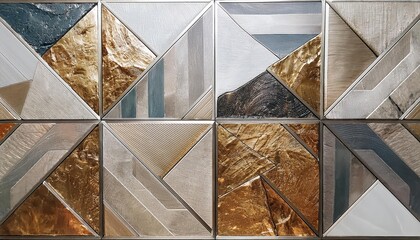Modern Elegance Stunning Wall Tiles with Artificial Stone Textures and Shimmering Metallic Foil, Perfect for Adding a Touch of Luxury and Sophistication to Any Space.