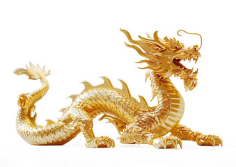 Fototapeta premium golden chinese dragon statue on a transparent background