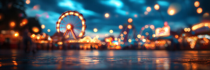 Fully blurred photo of the lights of a state fair at night