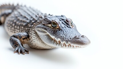 Obraz premium Baby alligator portrait, white background, wildlife, reptile