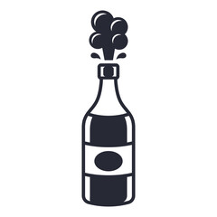 black icon gases in soda. carbonated water open bottle.