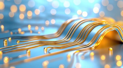Abstract flowing gold circuit board, technology background