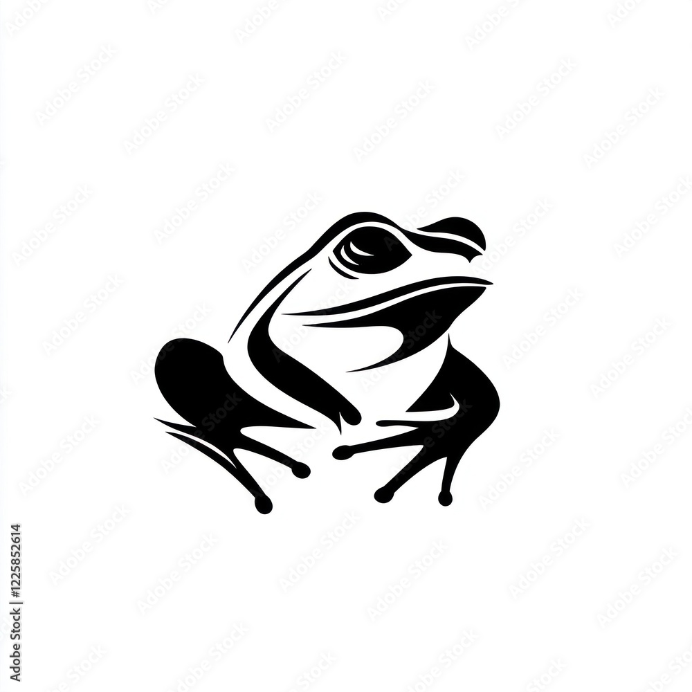 Poster this sleek frog logo showcases a minimalist design using black shapes and lines. its contemporary st