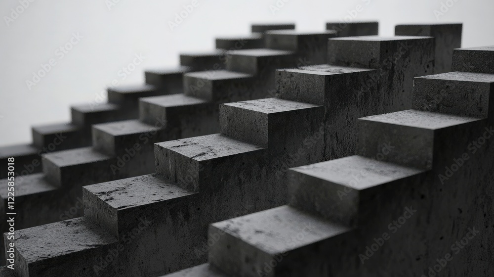 Poster abstract concrete staircase design showcasing depth and perspective in a minimalist setting