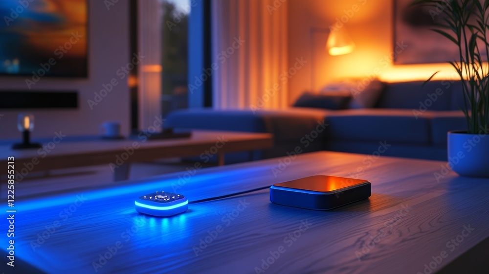 Poster smart home controlled smartphone. internet of things technology of home automation system. small hou