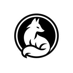 A minimalist black and white logo of a fox, perfect for nature, wildlife, and animal themed brands. This versatile design can be used as a logo, icon, or graphic element.