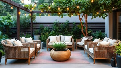 Obraz premium table and chairs in a garden
