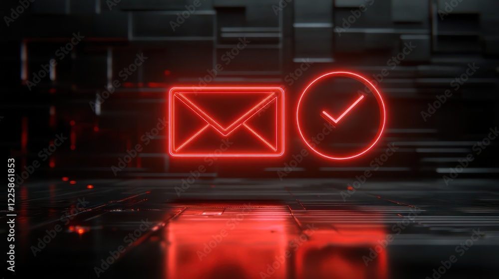 Poster 3d mail envelope, letter with alert icon circle notification new message. minimal 3d render