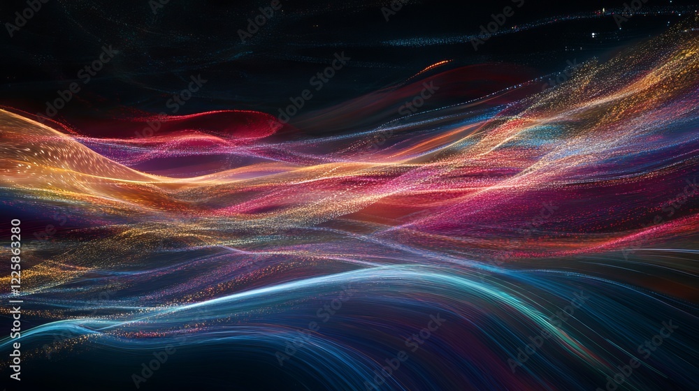 Poster digital data flow vector background. big data technology lines. 5g wireless data transmission. high 