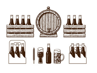 Different types of beer packaging.