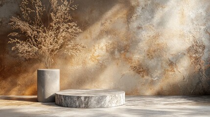 3d Marble podium background product cylinder platform display. Design podium bathroom luxury 3D render