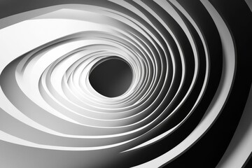 Obraz premium Black and white rings swirl into center void.