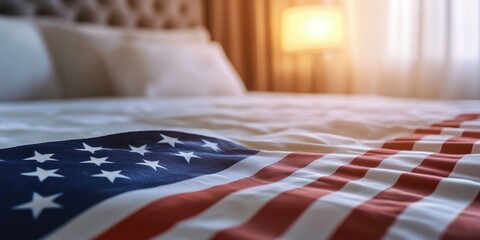 American Flag Bedspread - patriotic theme bedroom decor