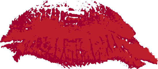 Set imprint kiss lip on white background. Realistic print in red color. Human lips. Vector illustration.