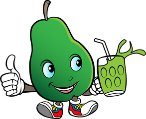 green avocado vector illustration isolated on white background