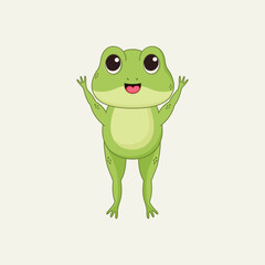Cute green frog. Vector illustration