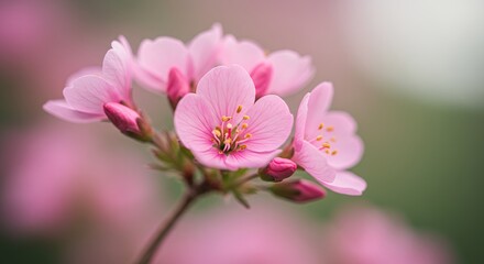Obraz premium Delicate Pink Flowers Blossom Close Up Photography