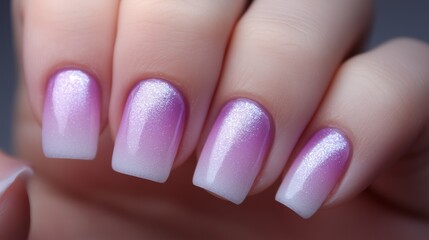 Pastel gradient nails from light pink to lavender.