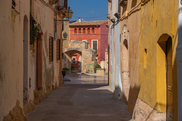 Beautiful street of the village of Altafulla in the Golden Coast in the Tarragona province. Spain.