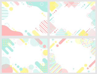 春色のポップでかわいい、フレーム背景イラスト