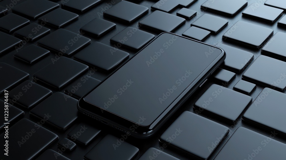 Poster 3d minimal black mobile phone or smart phone with empty screen icon. 3d render