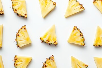 slices of mature pineapple on white