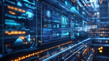 Obraz premium An intricate setup of modular digital displays in a factory command center each screen presenting key performance indicators and analytics derived from various production sources for