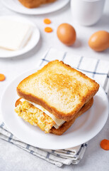 Asian street sandwich with omelette in a plate