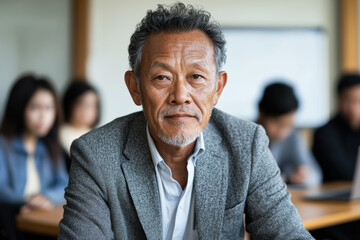 Elderly Professor in Classroom Setting