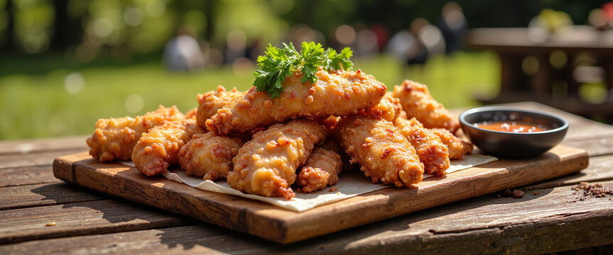 Savory Austrian backhendl served outdoors, rustic dining experience