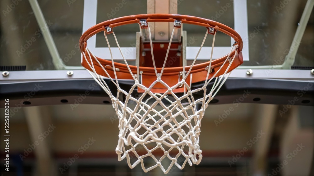Poster a closeup of a basketball hoop being tightened and adjusted capturing the intricate details of the n