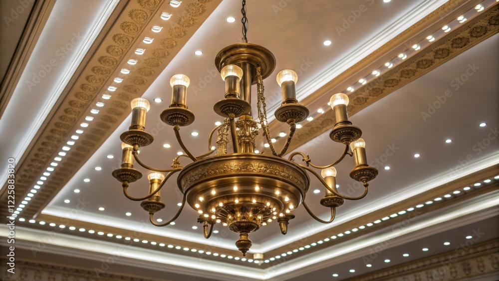 Aufkleber a closeup of a vintage chandelier its brass components polished to a shine juxtaposed against modern