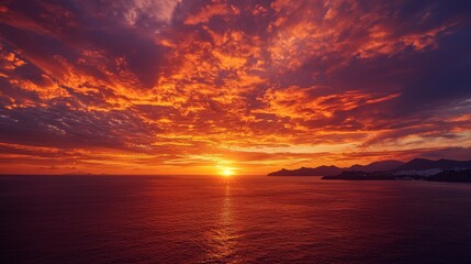 Dramatic Sunset Over Santorini, Greece