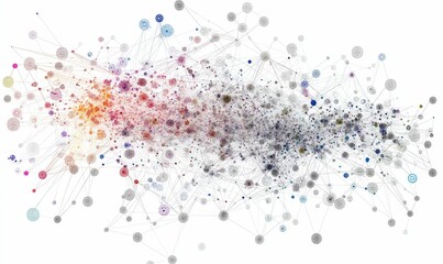 Naklejka premium Connected circles form a colorful, web-like structure.