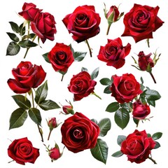 Fresh romantic roses isolated on white background