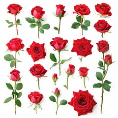 Beautiful bouquet of red roses isolated on white background