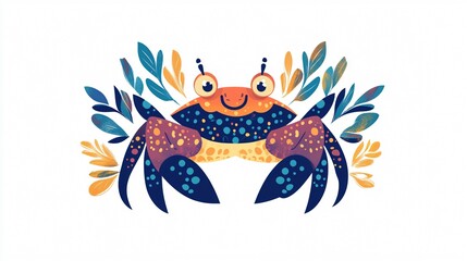 Obraz premium Cheerful Cartoon Crab Illustration for Children's Designs and Products