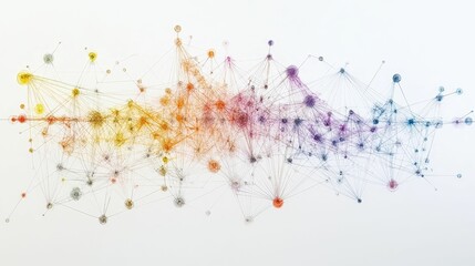 Colorful nodes connected by thin lines on white.