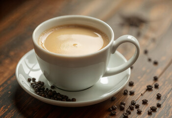 cup of coffee with beans