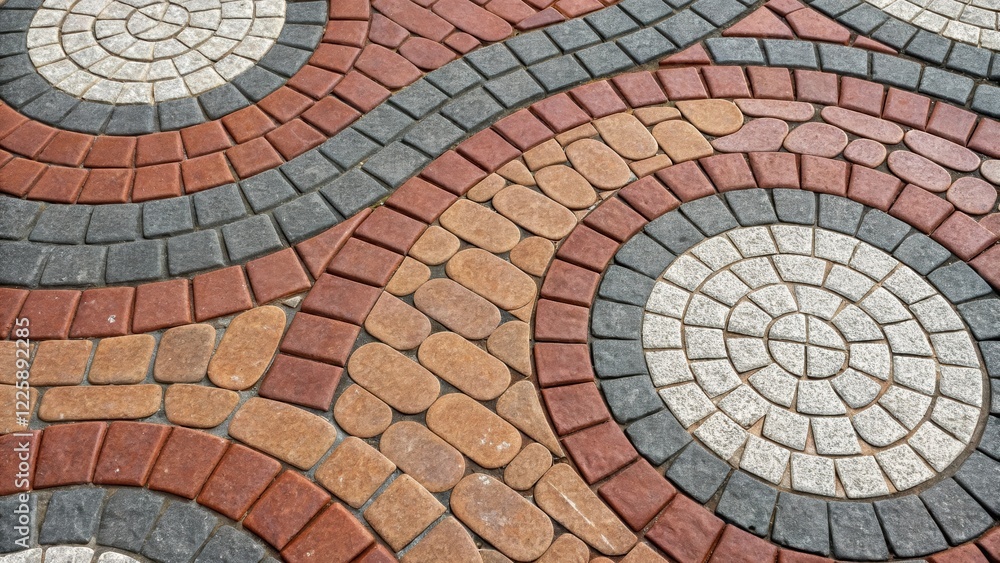 Aufkleber An overhead closeup of contrasting paving materials such as brick and stone arranged in a swirling pattern highlighting the visual interest created by the design.